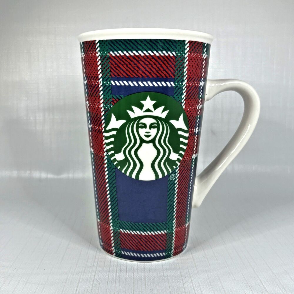 Starbucks Tall Holiday Plaid Mug 2017 Tartan Coffee Cocoa Latte Cup Collectable